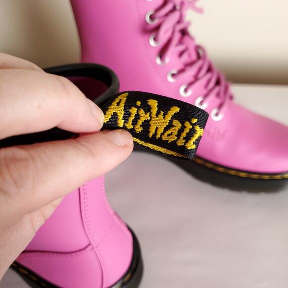NEW Dr. Martens Zavala Pink Unisex Combat Boots 8 Eye Laceup Booties - Picture 7 of 13
